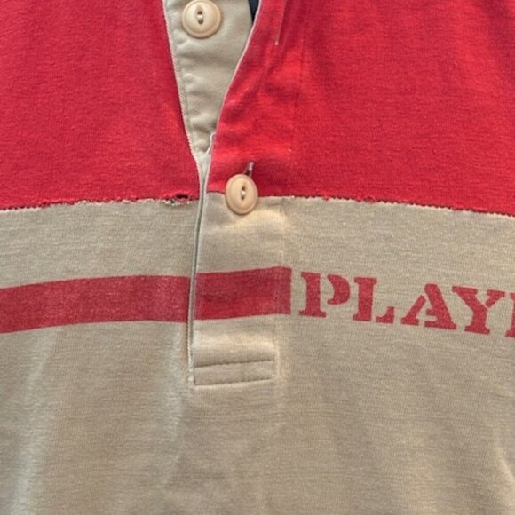 Vintage 1980 A. Smile Men Long Sleeve “Player” Polo in Tan and Red – Size XL - Picture 3 of 8